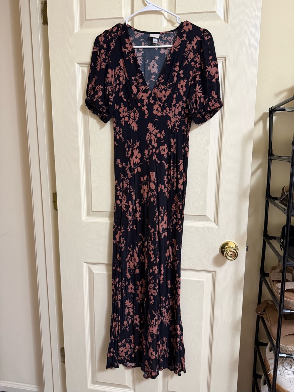 a new day Black Maxi Dress with Rose Floral Print